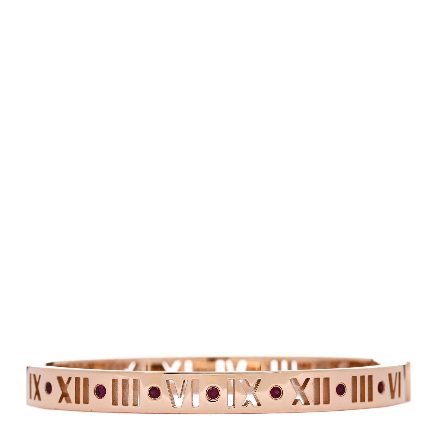 18K Rose Gold Ruby Atlas Pierced Hinged Bangle Bracelet