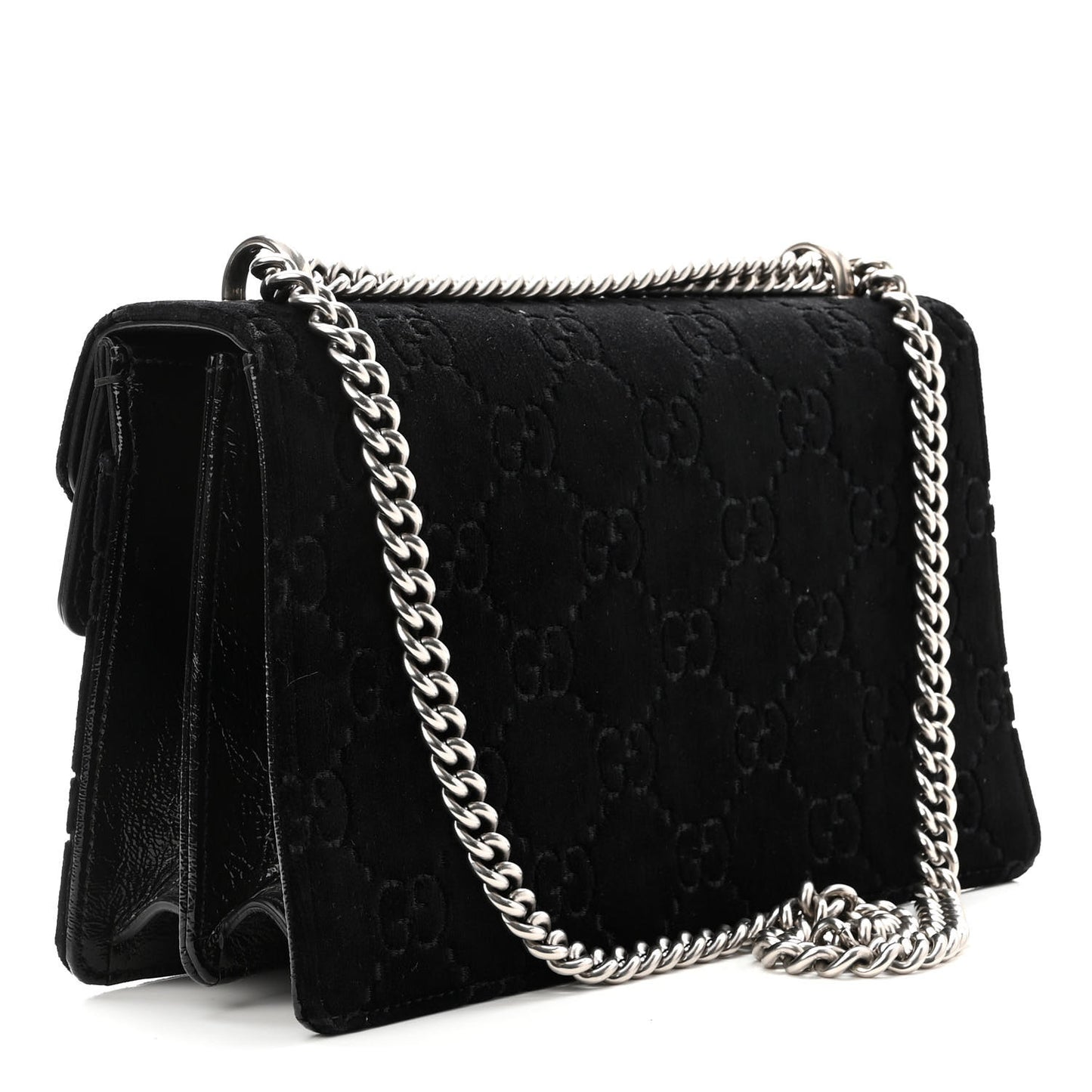 Velvet GG Monogram Small Dionysus Shoulder Bag Black
