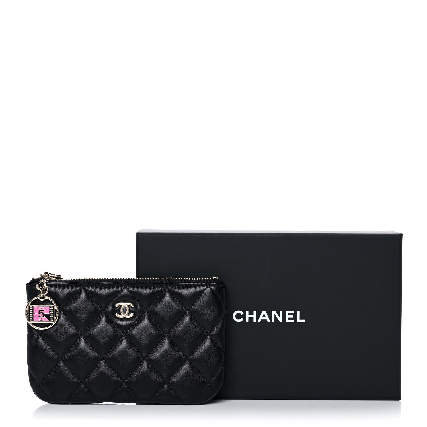 Chanel Lambskin Quilted Small No. 5 Cosmetic Case Black 11 of 11