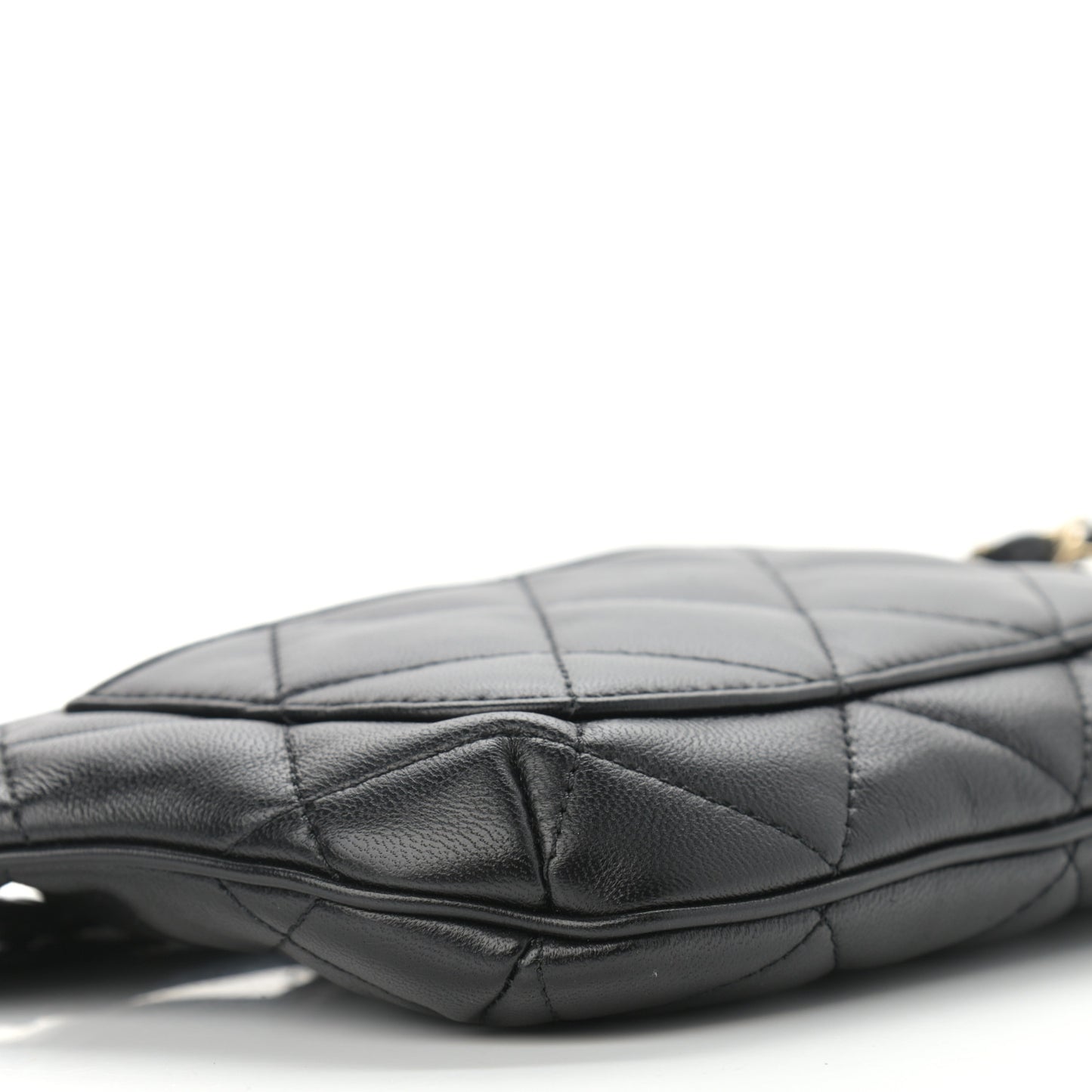 Lambskin Quilted Waist Belt Bag Black