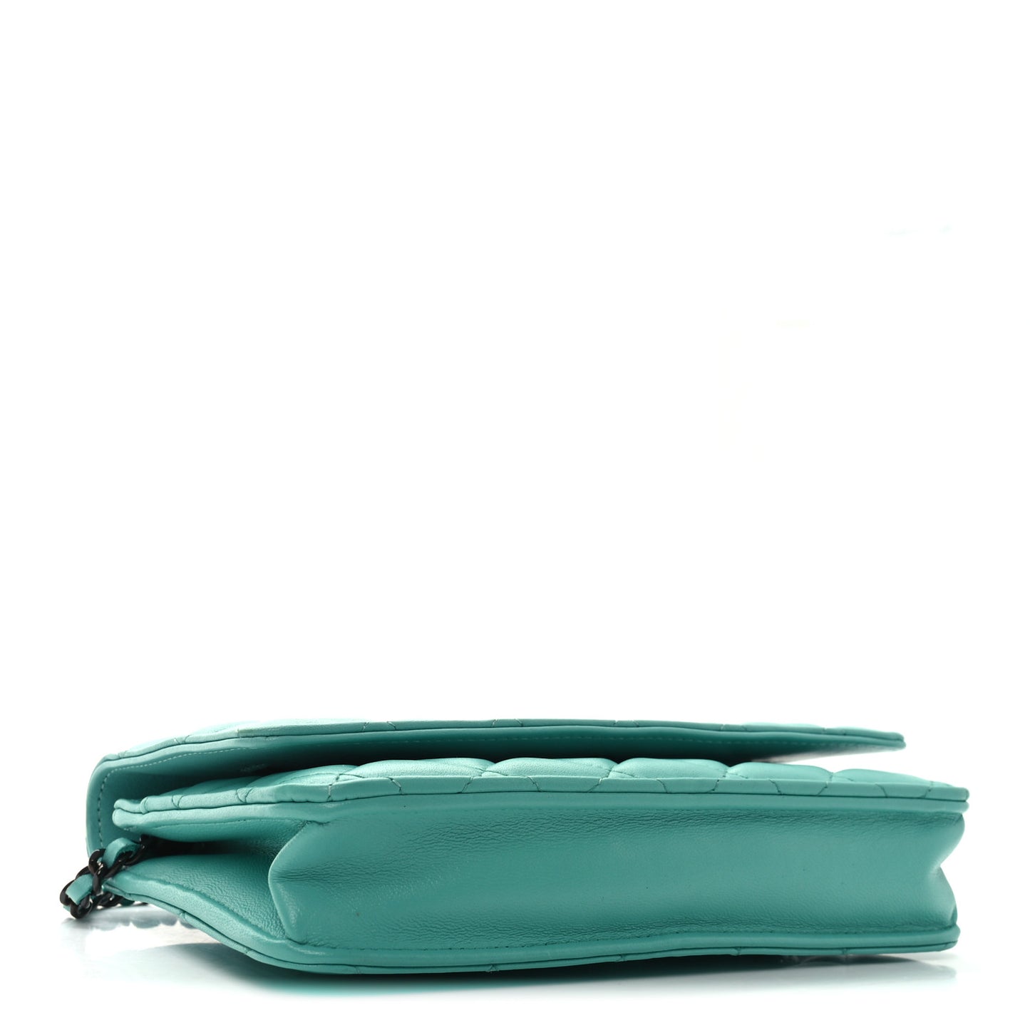 Lambskin Quilted Wallet On Chain WOC Turquoise