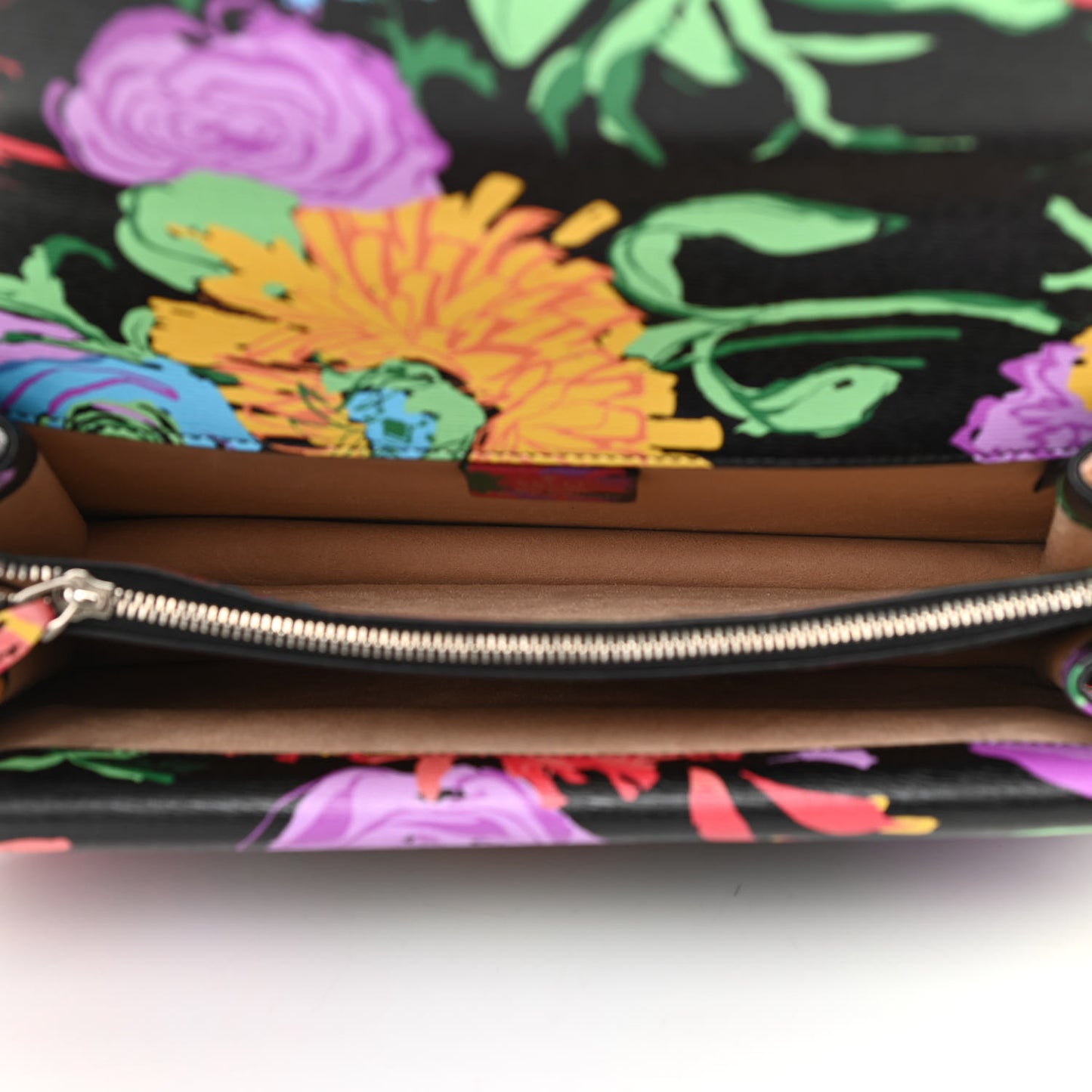 X KEN SCOTT New Shangai Calfskin Jenny Floral Print Small Dionysus Shoulder Bag Black Pink