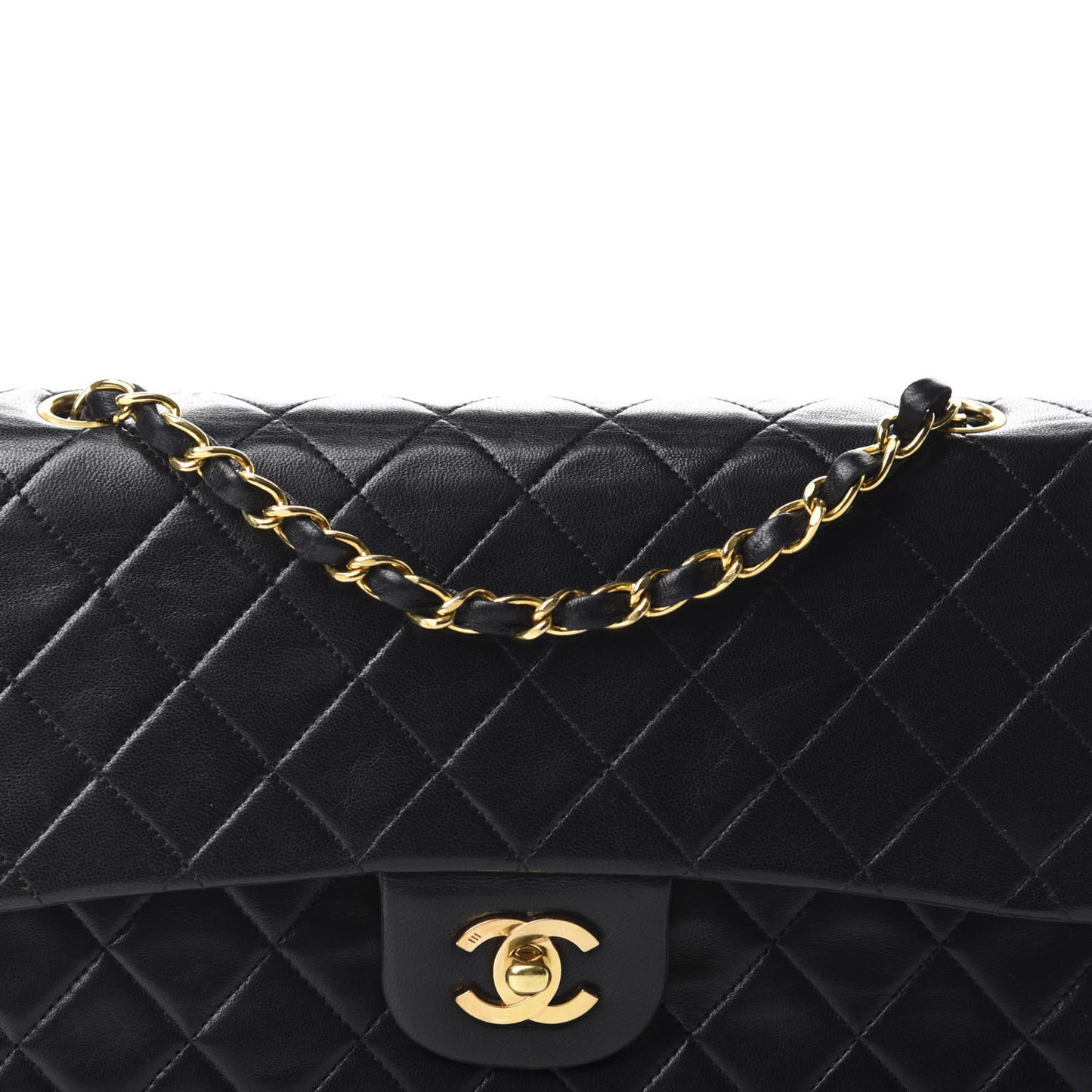 Lambskin Quilted Medium Double Flap Black