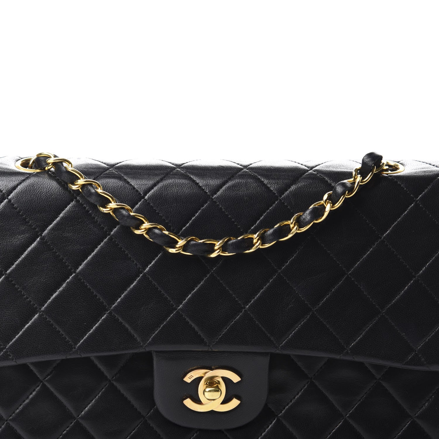 Chanel Lambskin Quilted Medium Double Flap Black 14 of 15