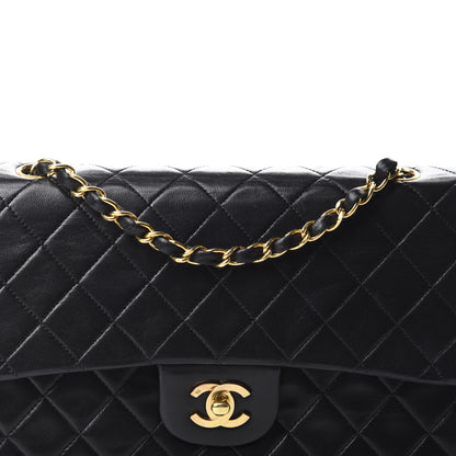 Chanel Lambskin Quilted Medium Double Flap Black 14 of 15