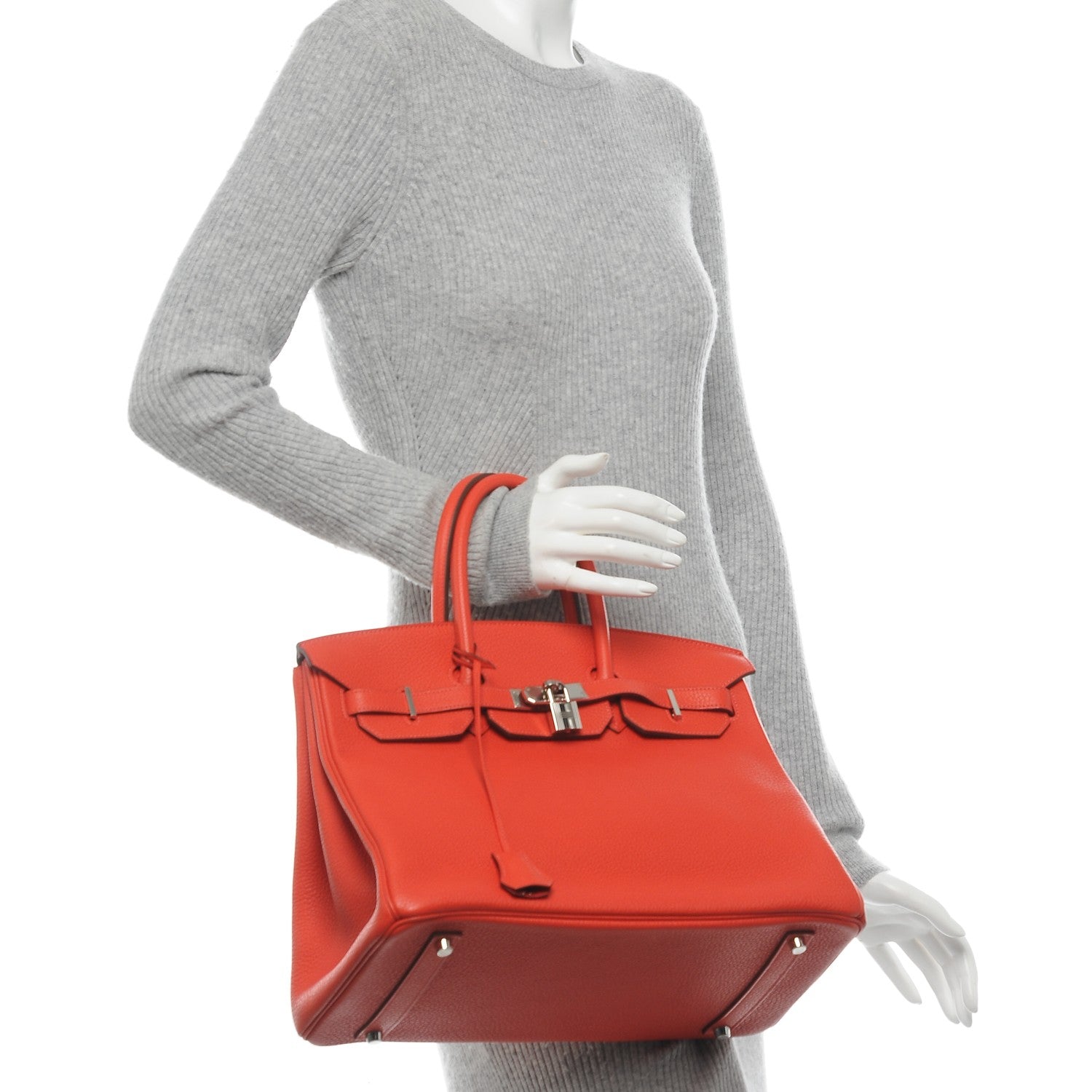 Hermes Taurillon Clemence Birkin 35 Rouge Pivoine 2 of 8