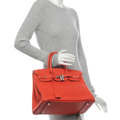 Hermes Taurillon Clemence Birkin 35 Rouge Pivoine 2 of 8