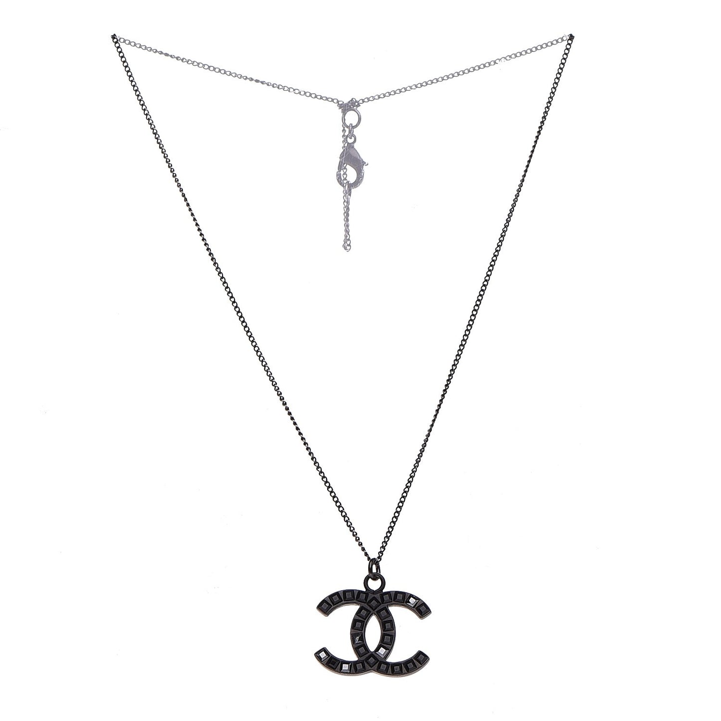 Ruthenium Baguette Crystal CC Necklace Black