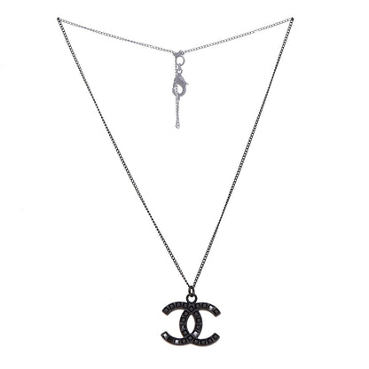 Chanel Ruthenium Baguette Crystal CC Necklace Black 5 of 7