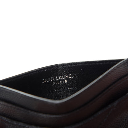 Saint Laurent Grain De Poudre Matelasse Chevron Monogram Credit Card Case Black 6 of 8