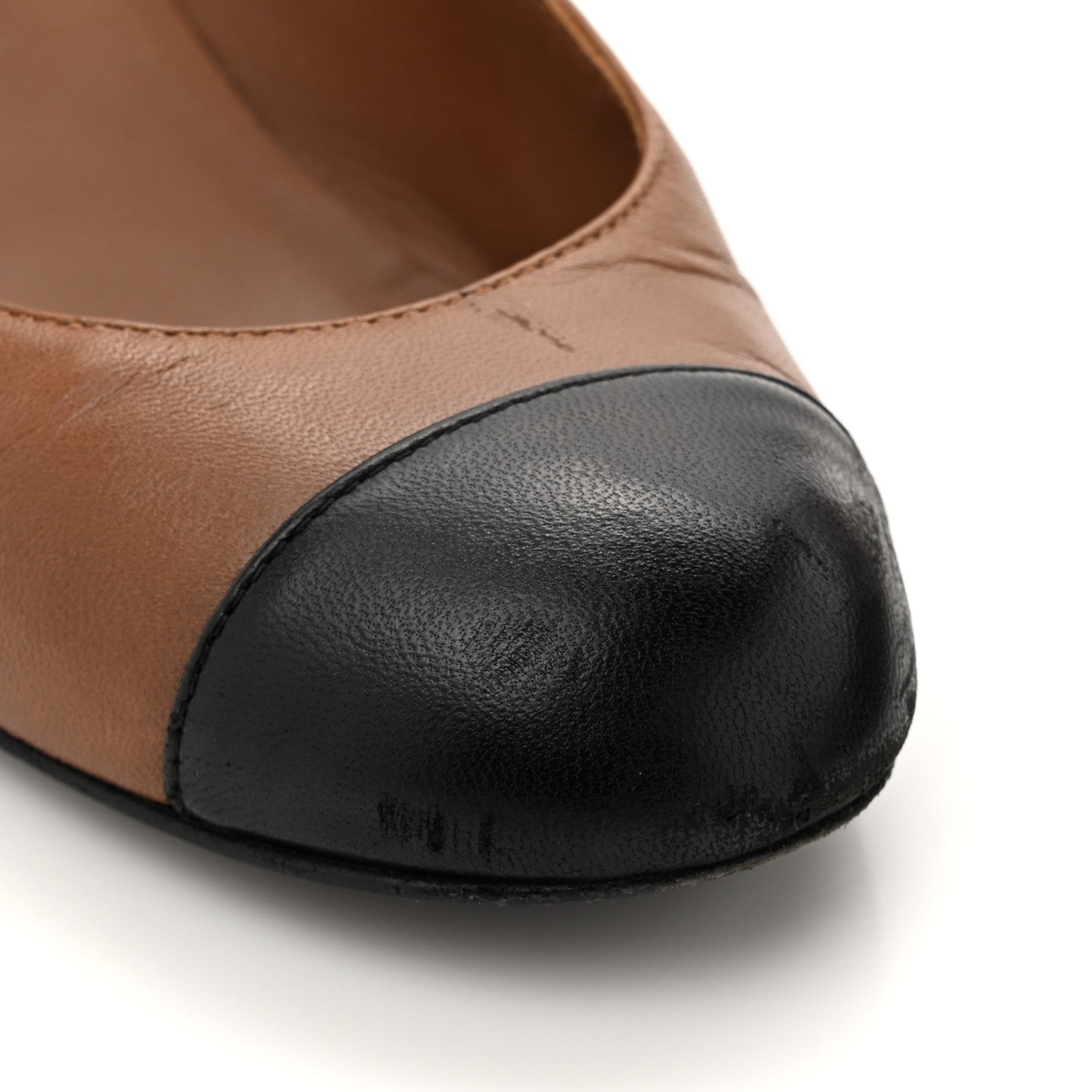 Chanel Lambskin Cap Toe Wedges 37.5 Brown Black 12 of 13
