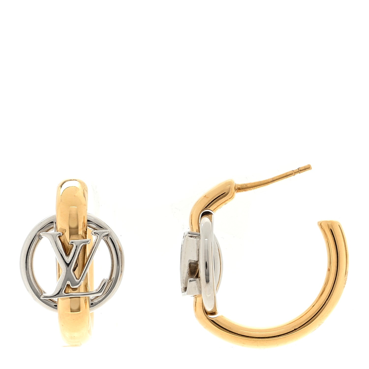 Louis Vuitton Metal My LV Dore PM Hoop Earrings Gold Silver 1 of 4