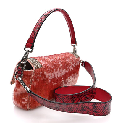 Fendi Sequin Snakeskin Re-Edition Baguette Pink 2 of 8