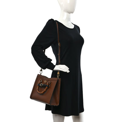 Gucci Textured Dollar Calfskin Web Small Diana Tote Bag Cuir Black 2 of 9
