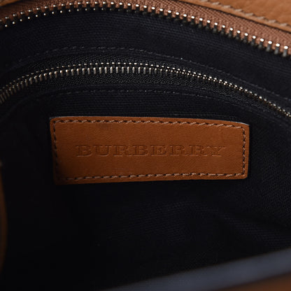 Burberry Mega Check Grained Calfskin Medium Harcourt Satchel Saddle Brown 6 of 9