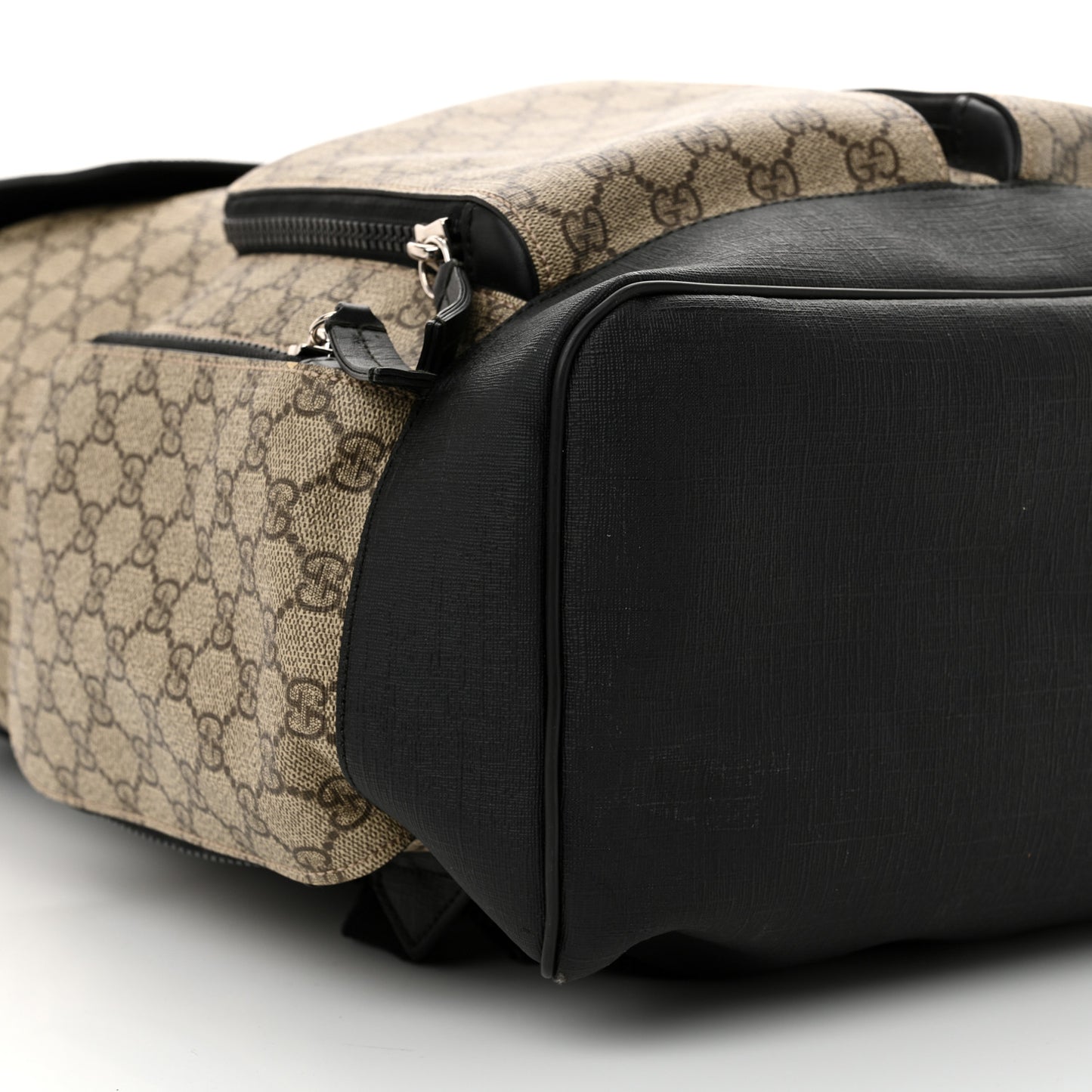GG Supreme Monogram Single Buckle Backpack Beige Black