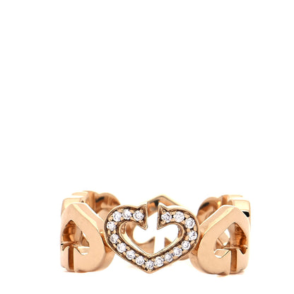 Cartier 18K Yellow Gold Diamond Hearts and Symbols Ring 50 5.25 1 of 5