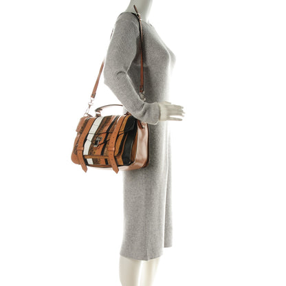 Proenza Schouler Lambskin Lizard Snakeskin Suede Medium PS1 Exotic Stripe Mix Satchel Dune 2 of 8