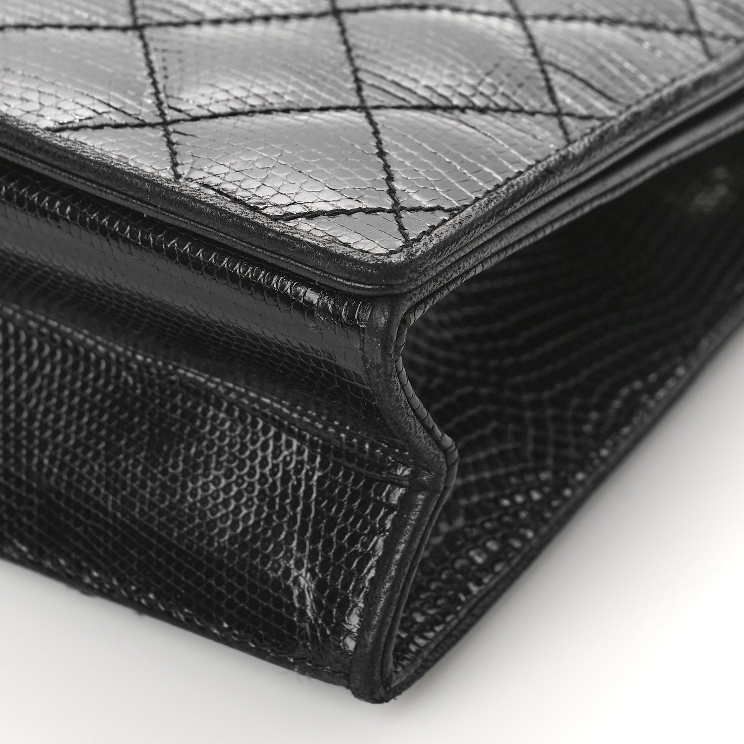 Chanel Lizard Quilted CC Single Flap Bag Black 9 of 13