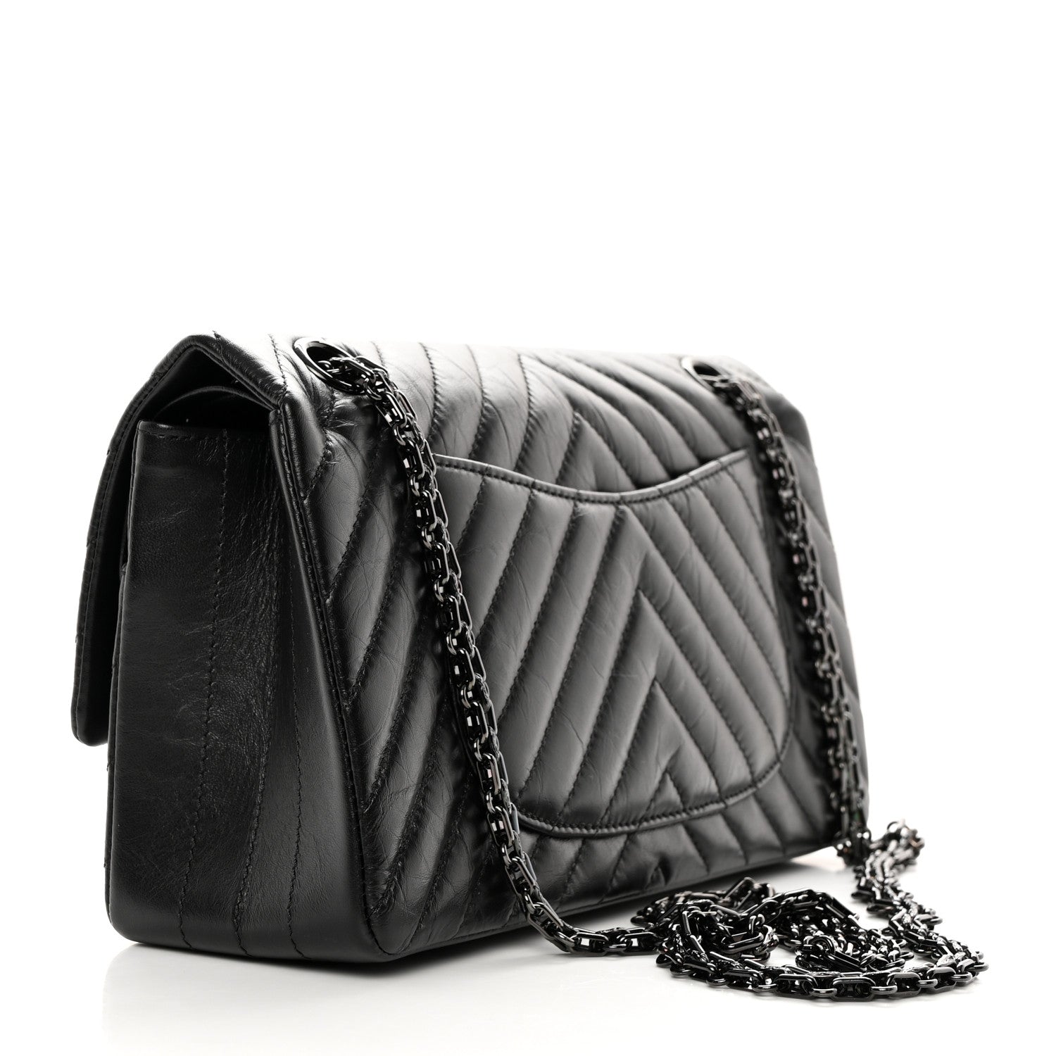 Chanel Aged Calfskin Chevron Quilted 2.55 Reissue 225 Flap So Black 3 of 16