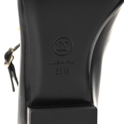 Chanel Goatskin Pearl Mary Jane Flats 38.5 Black 7 of 9