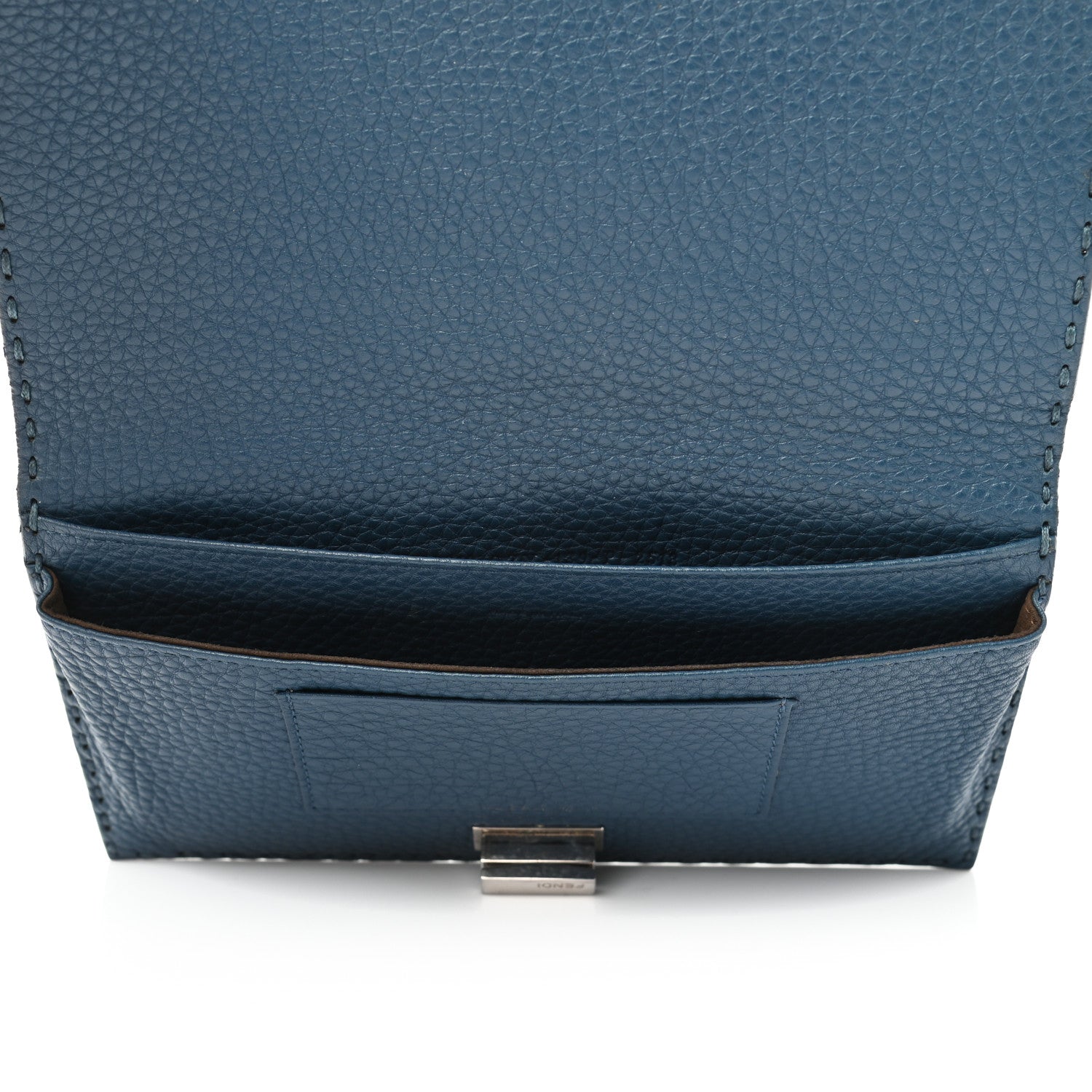 Fendi Cuoio Romano Selleria Mini Peekaboo Clutch Wallet Blue Notte 6 of 12