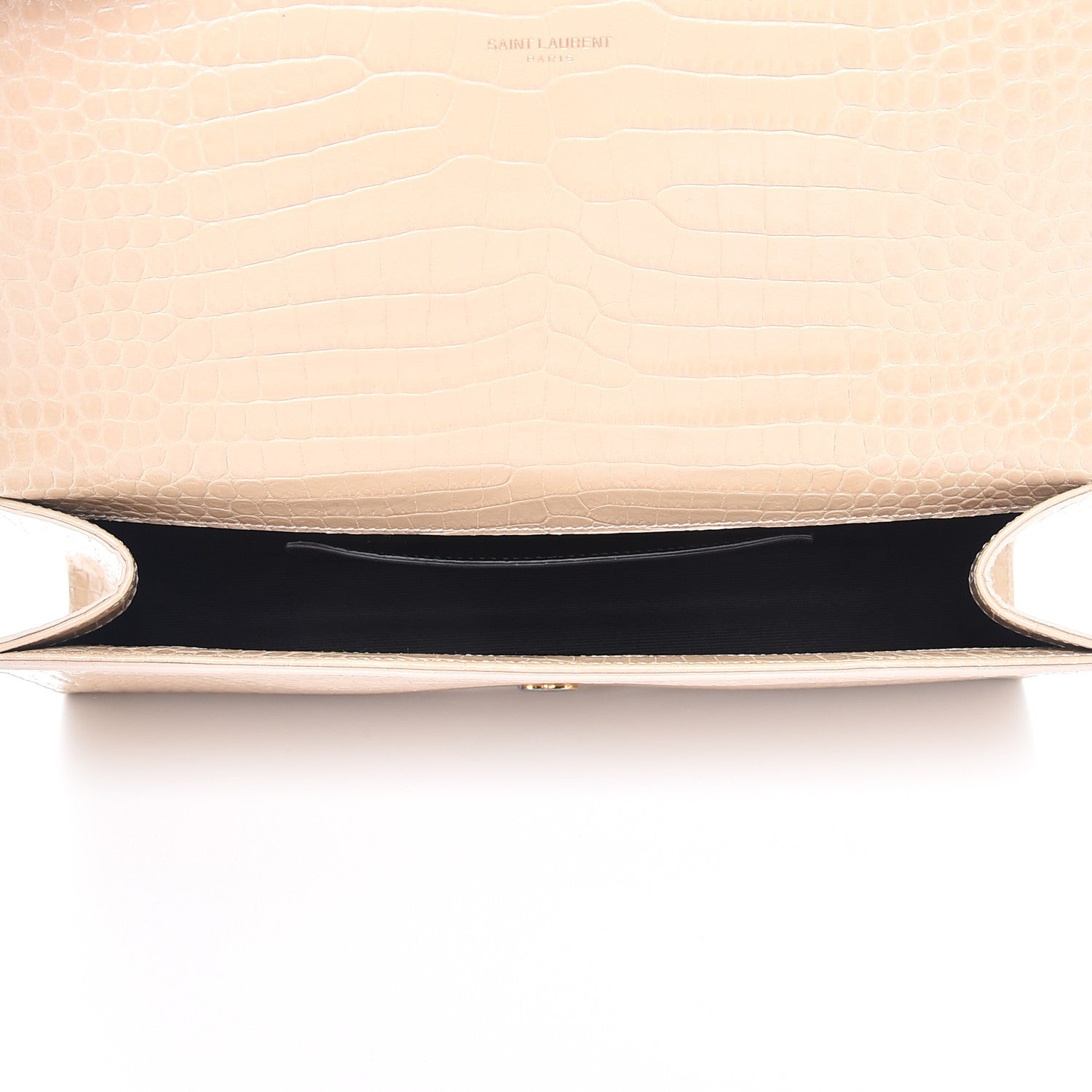 Saint Laurent Calfskin Crocodile Embossed Classic Monogram Tassel Clutch Nude 5 of 7