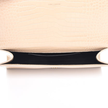 Saint Laurent Calfskin Crocodile Embossed Classic Monogram Tassel Clutch Nude 5 of 7