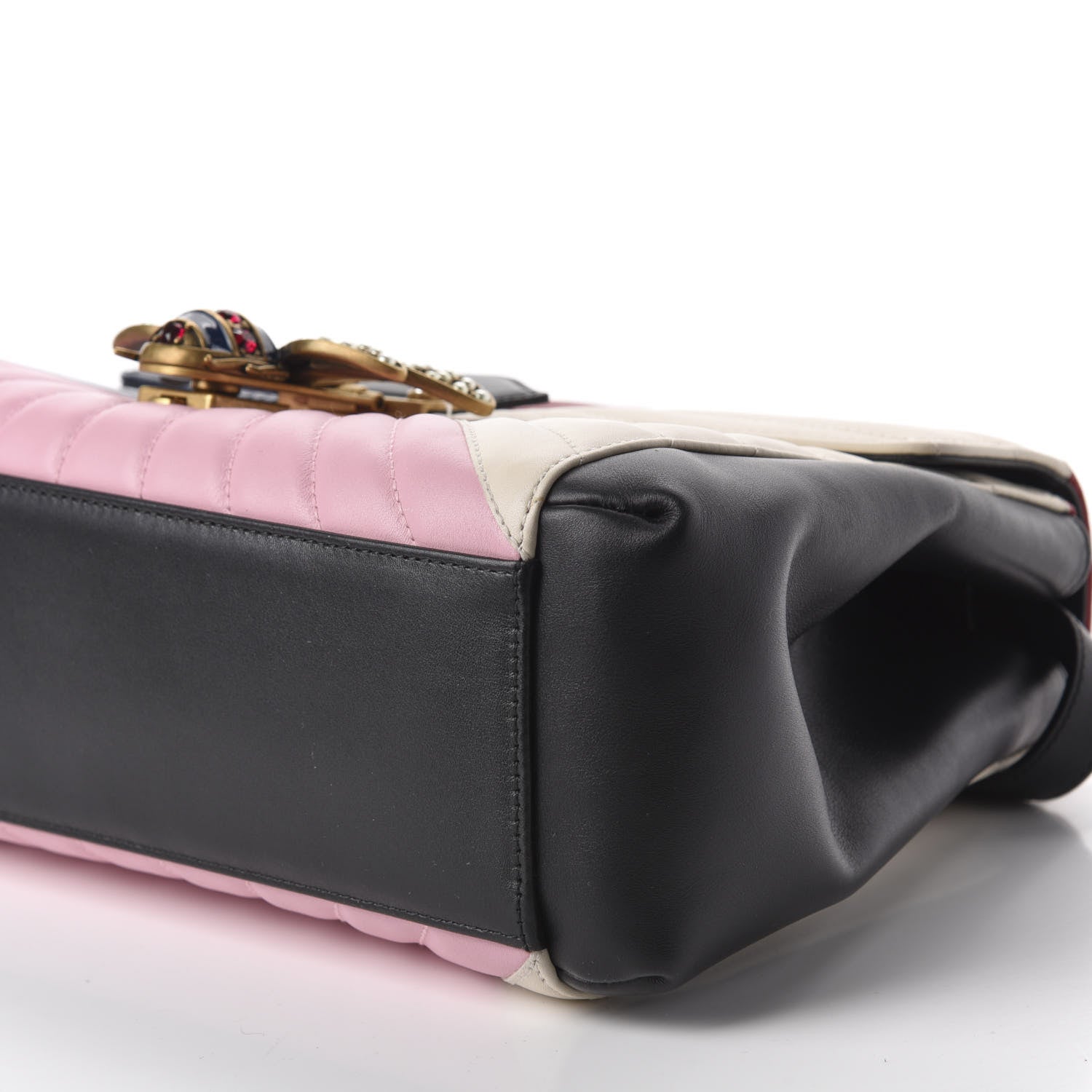Gucci Calfskin Bamboo Trapuntata Queen Margaret Top Handle Bag Blue Agata Hibiscus Red Mystic White Sugar Pink 8 of 11