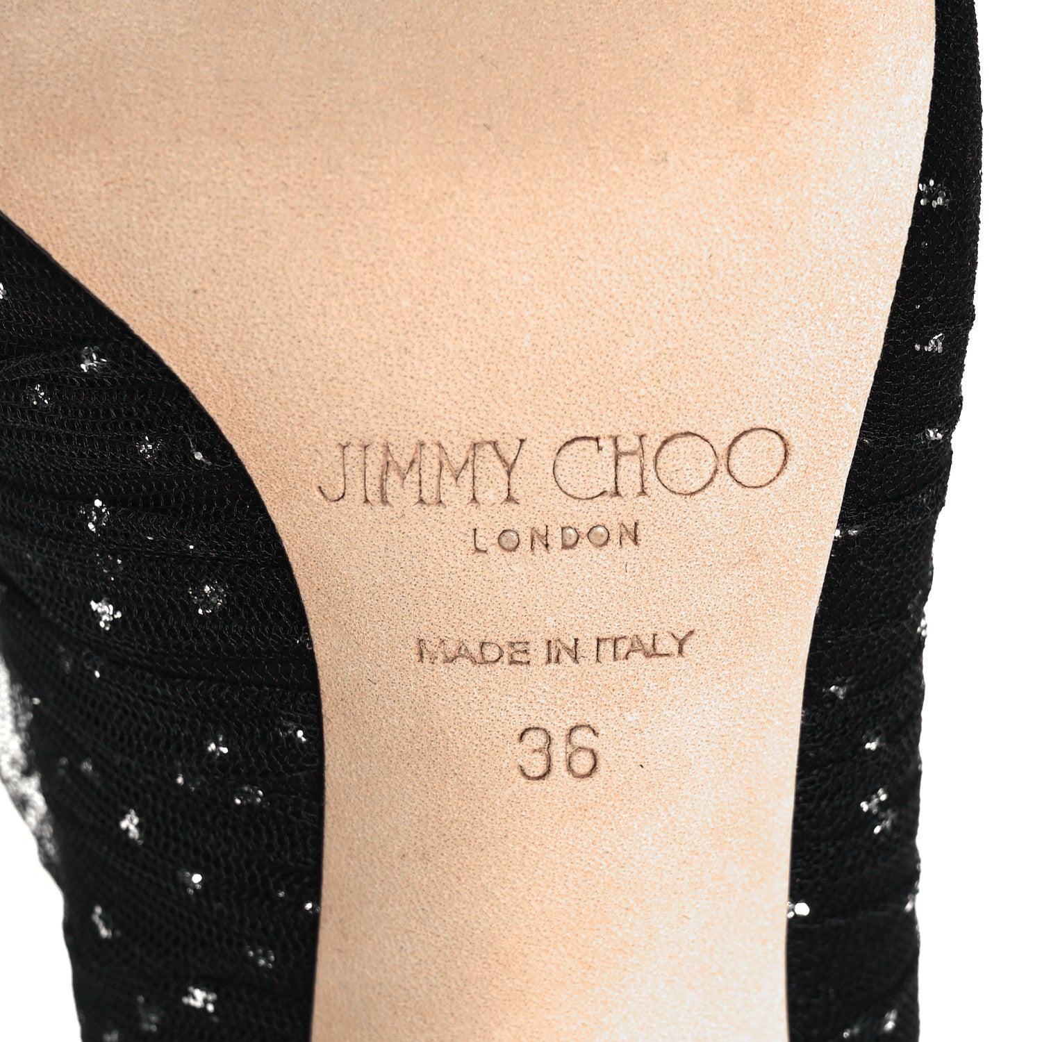 Jimmy Choo Suede Tulle Lavish 100 Pumps 36 Black Silver 6 of 7