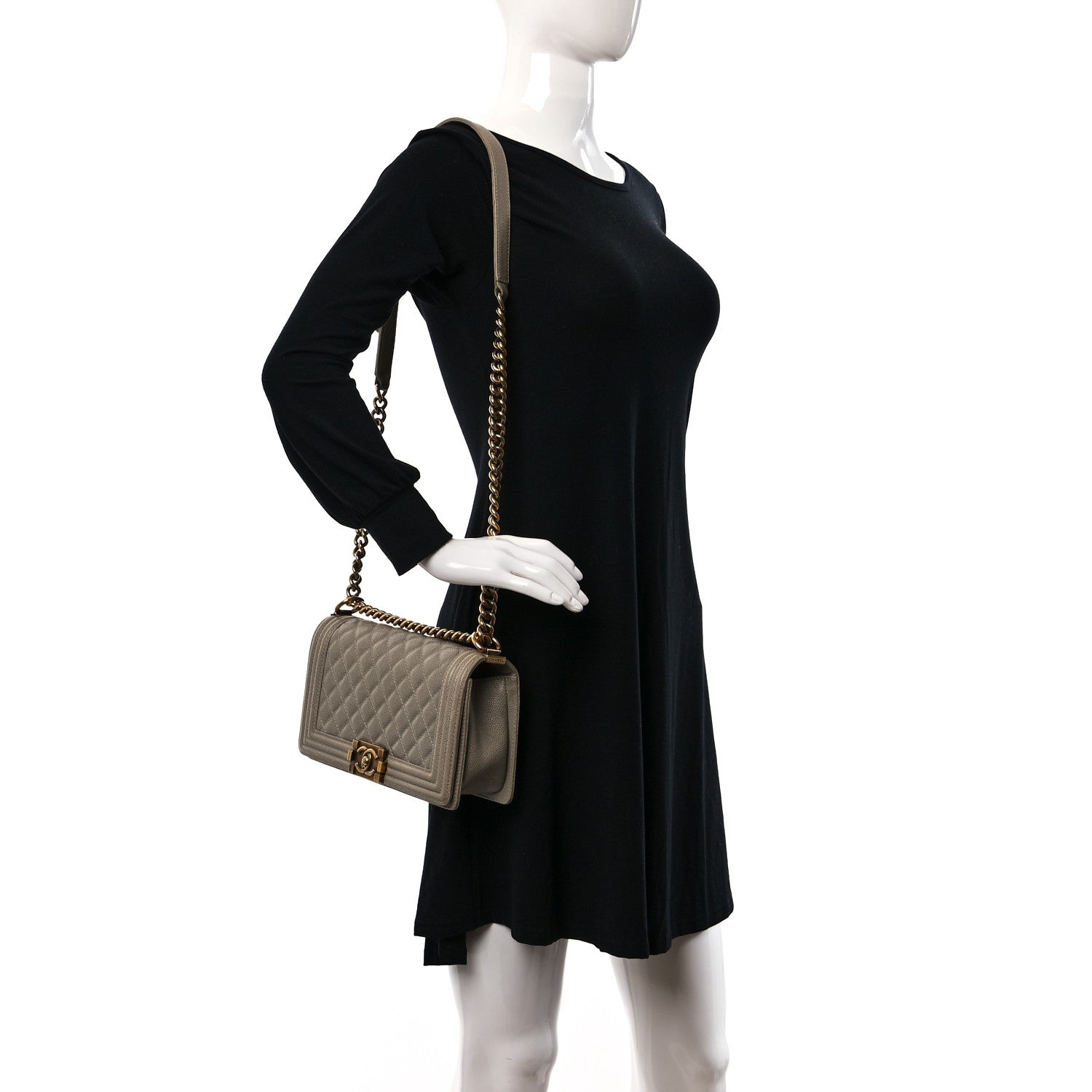 Chanel Caviar Quilted Medium Boy Flap Grey 2 of 10