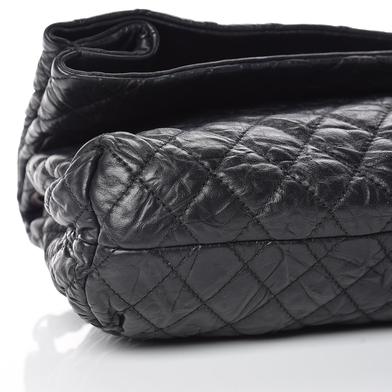 Chanel Aged Calfskin Quilted Coco Rider Fold Over Flap Black 8 of 11