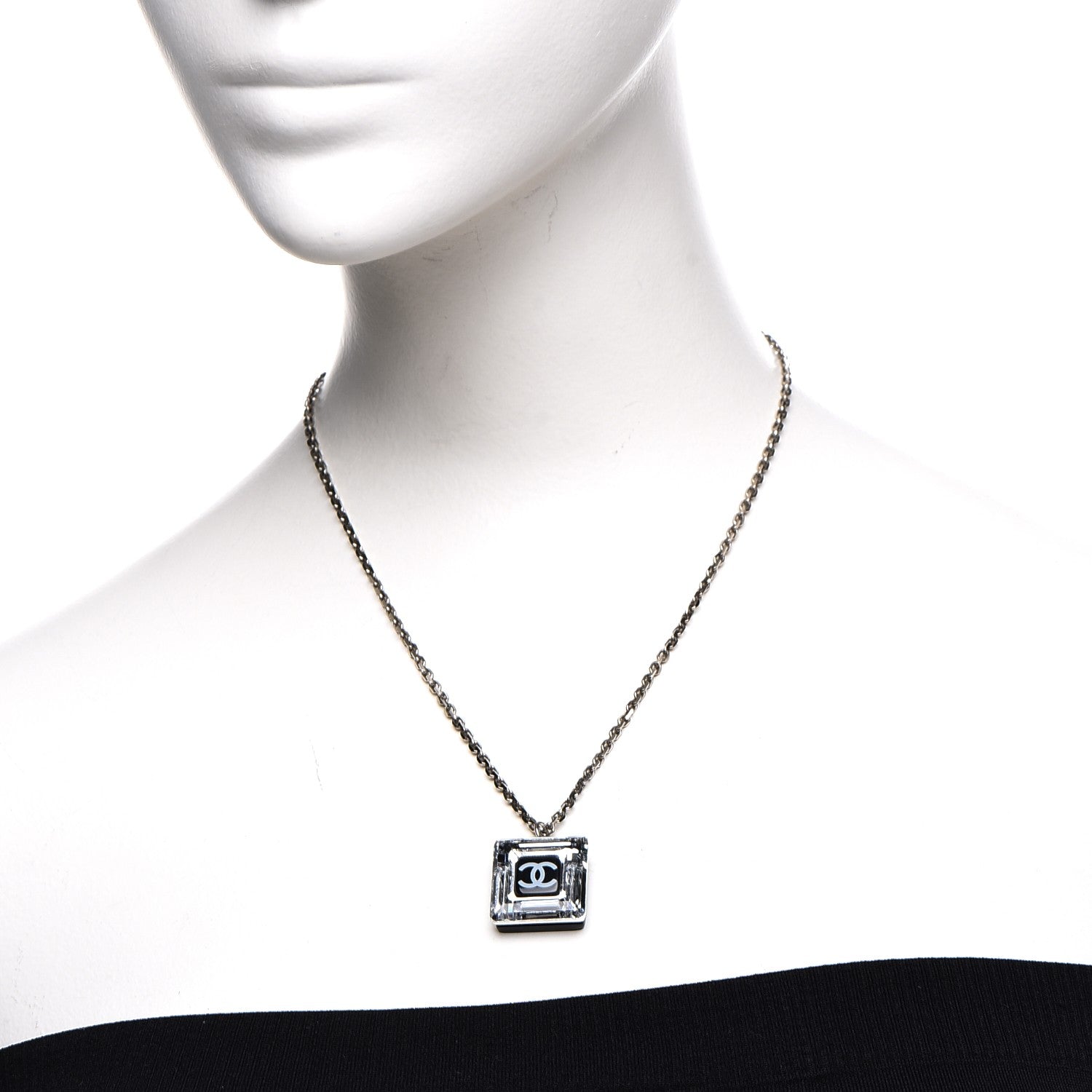 Chanel Lucite CC Square Charm Necklace 2 of 8