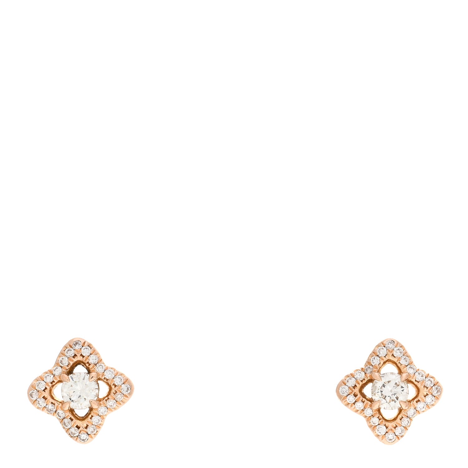 David Yurman 18K Rose Gold Diamond 9mm Venetian Quatrefoil Stud Earrings 1 of 4