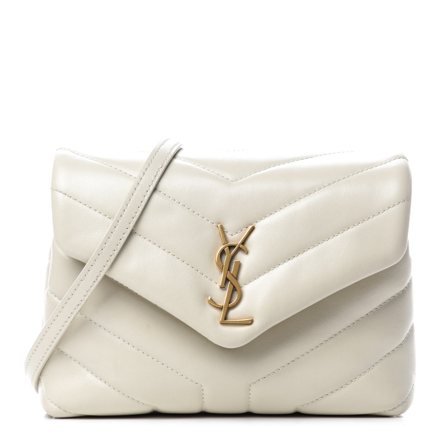 Calfskin Y Quilted Monogram Toy Loulou Crossbody Bag Blanc Vintage