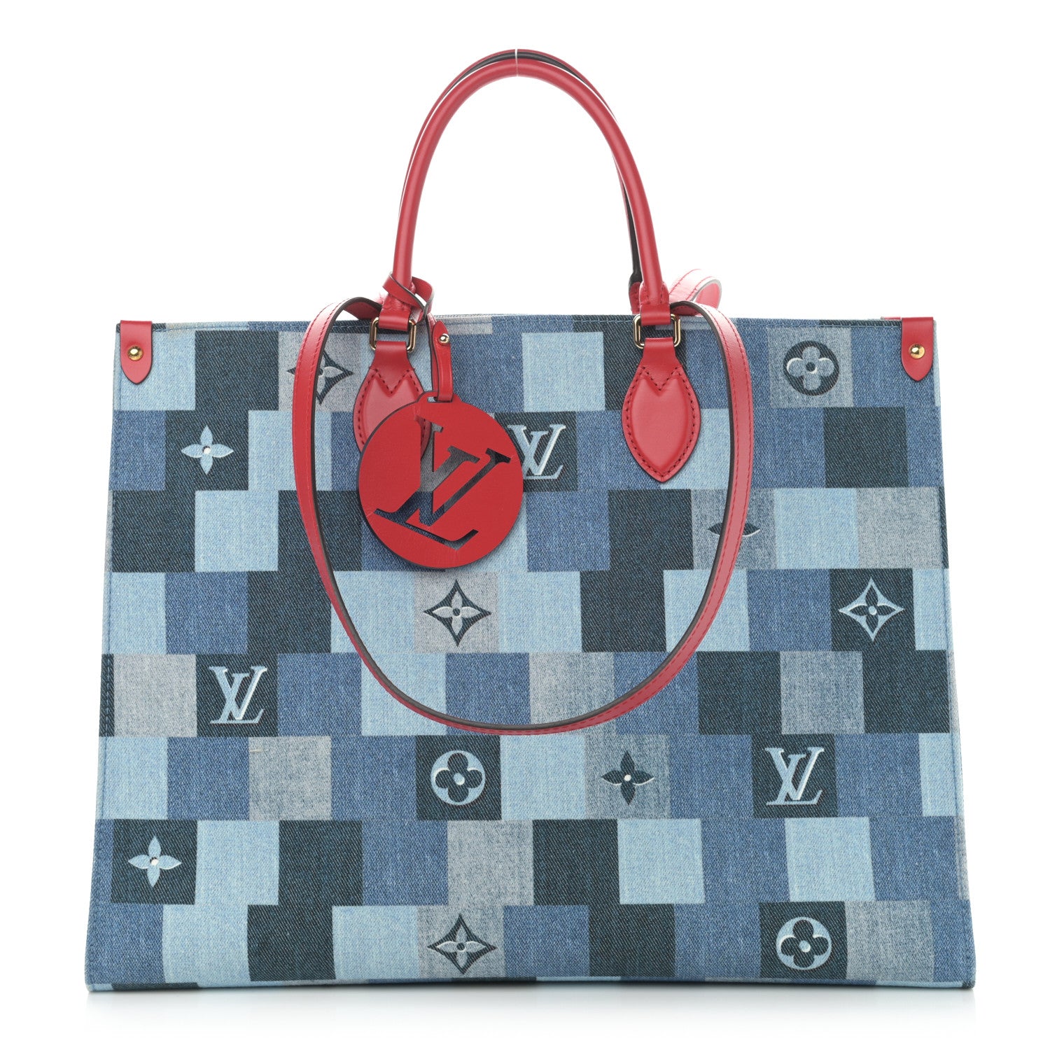 Louis Vuitton Denim Damier Monogram Onthego Blue Rouge 1 of 10