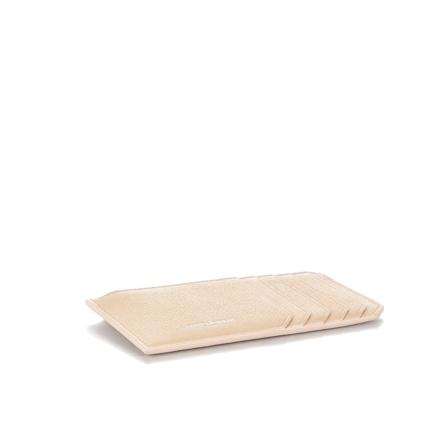 Grained Calfskin 5 Fragments Zip Pouch Card Holder Nude Powder