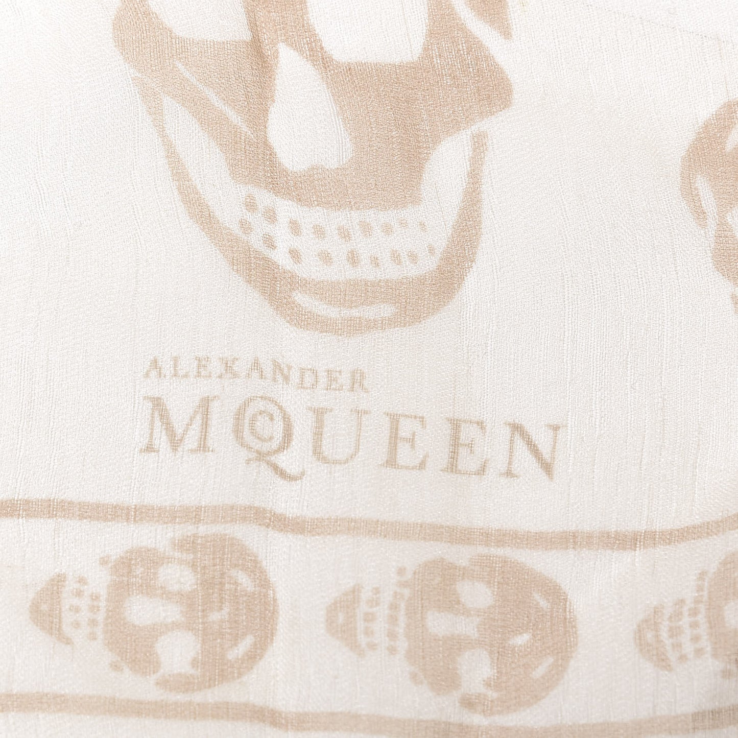 Silk Chiffon Skull Scarf Beige Ivory