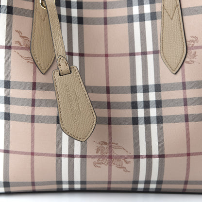 Burberry Grainy Calfskin Haymarket Check Medium Reversible Tote Camel 16 of 16