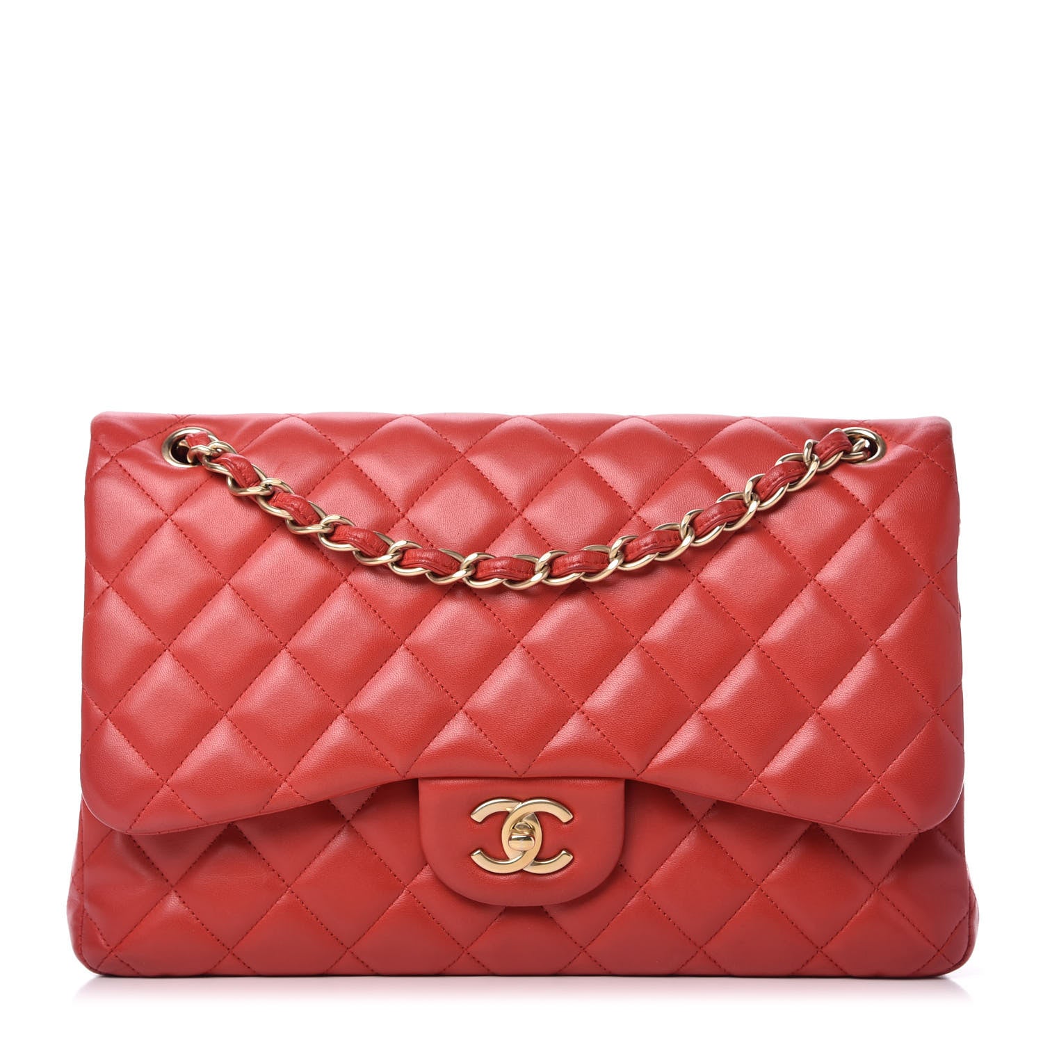 Chanel Lambskin Quilted Jumbo Double Flap Red 1 of 10