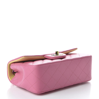 Chanel Lambskin Quilted Mini Rectangular Flap Pink Yellow 4 of 10