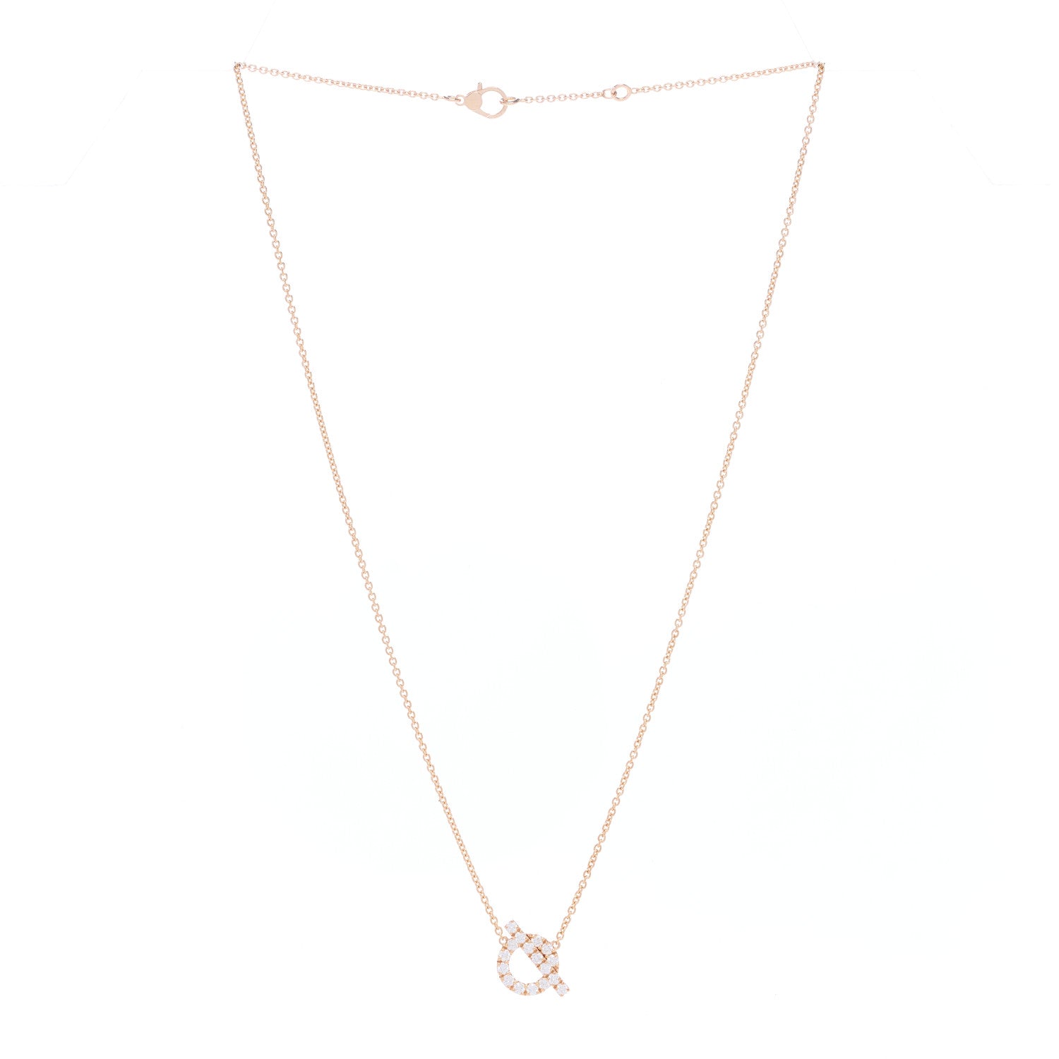 Hermes 18K Rose Gold Diamond Finesse Pendant Necklace 2 of 5