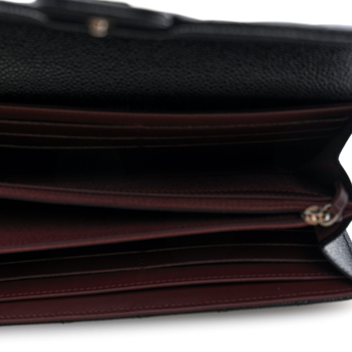 Caviar Quilted Large Gusset Flap Wallet Black