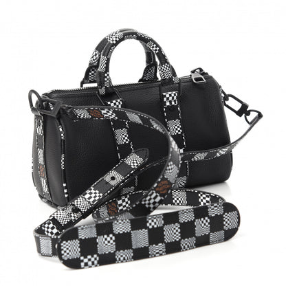 Louis Vuitton Calfskin Damier Distorted Keepall XS Black 3 of 10