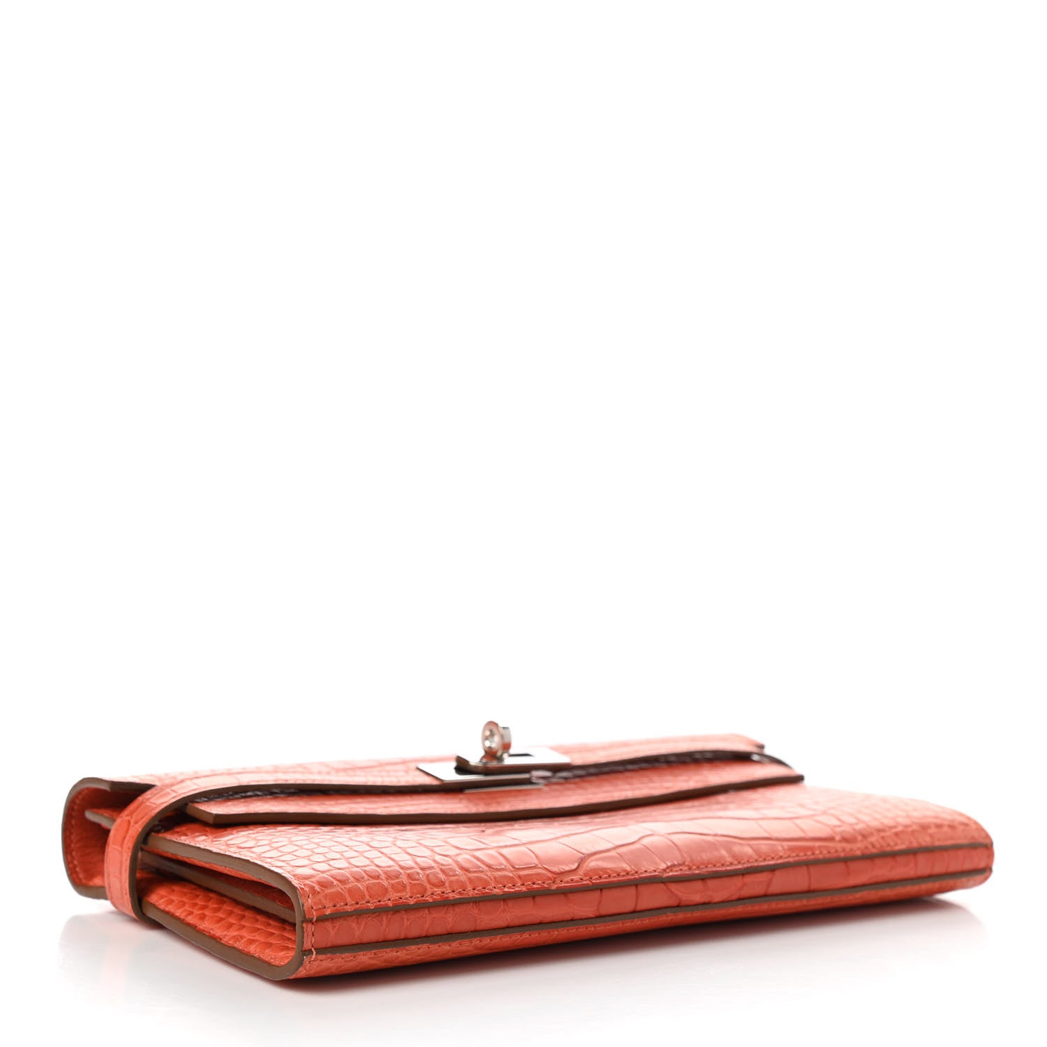 Hermes Matte Alligator Kelly Longue Wallet Orange 4 of 10