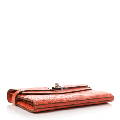 Hermes Matte Alligator Kelly Longue Wallet Orange 4 of 10