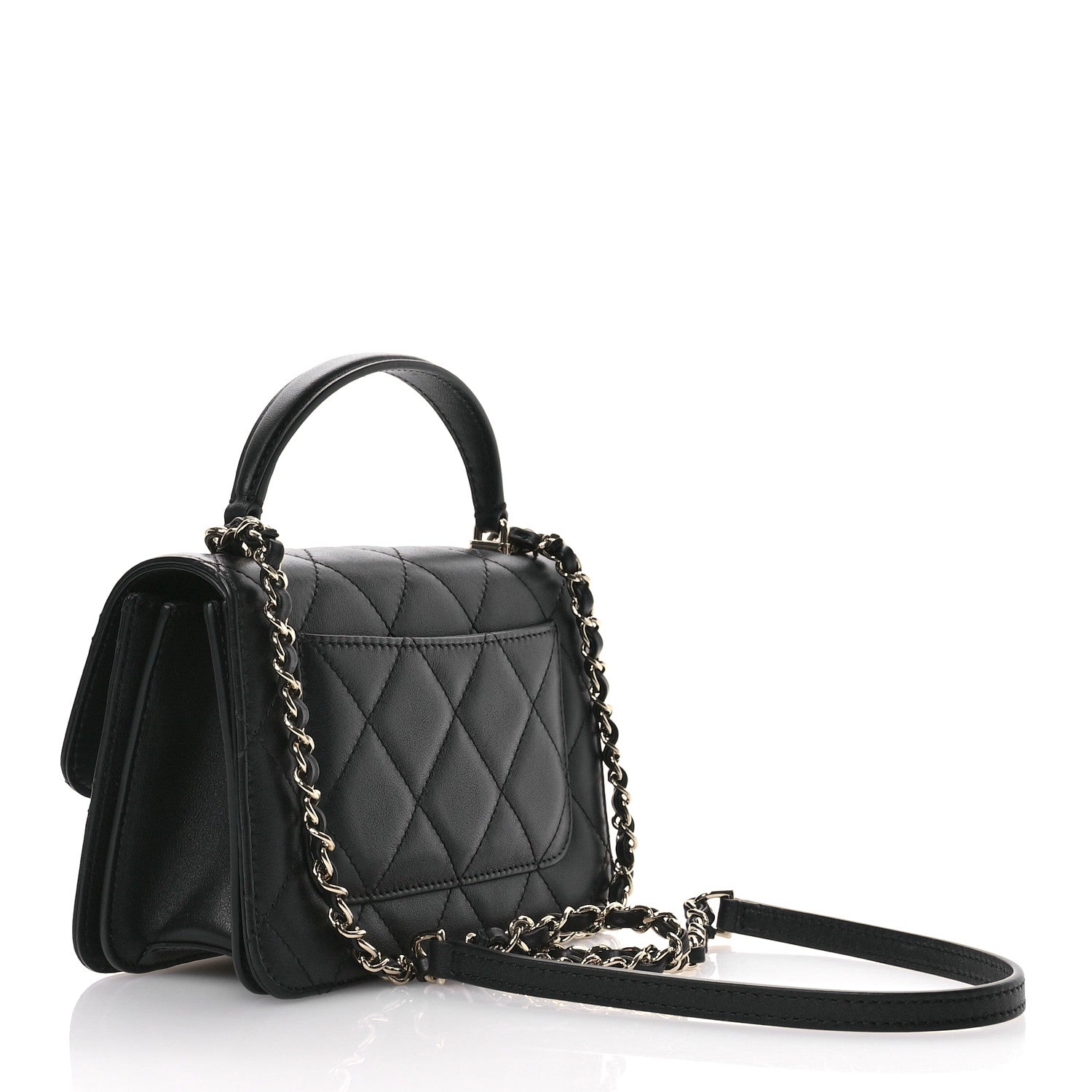 Chanel Calfskin Quilted Small Top Handle Flap Black 3 of 11