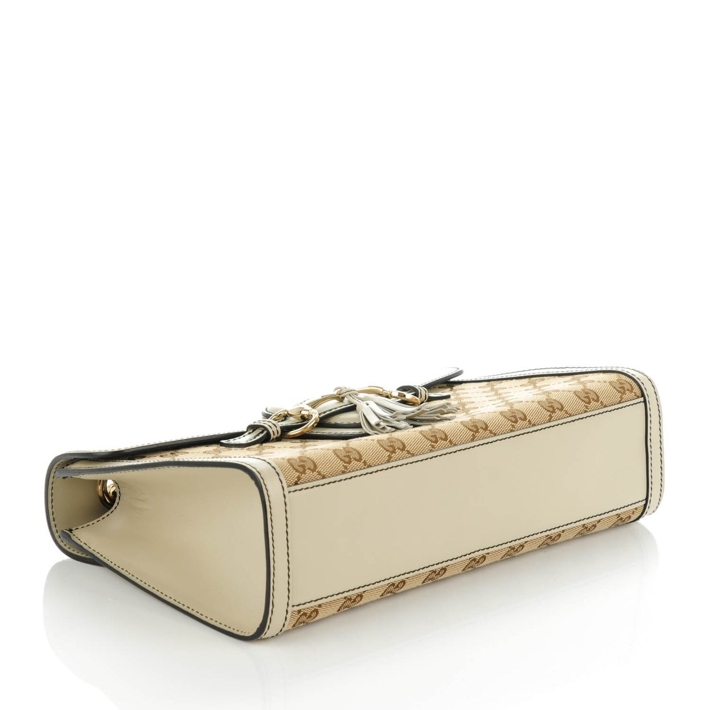 Monogram Margaux Calfskin Medium Emily Chain Shoulder Bag Beige Ebony Mystic White