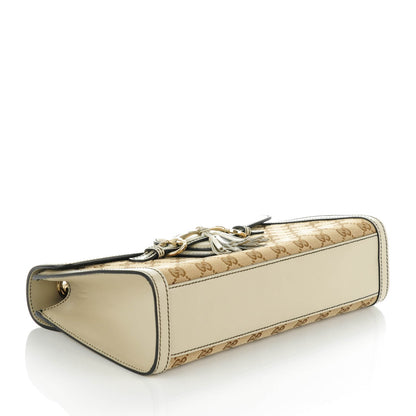 Gucci Monogram Margaux Calfskin Medium Emily Chain Shoulder Bag Beige Ebony Mystic White 4 of 7