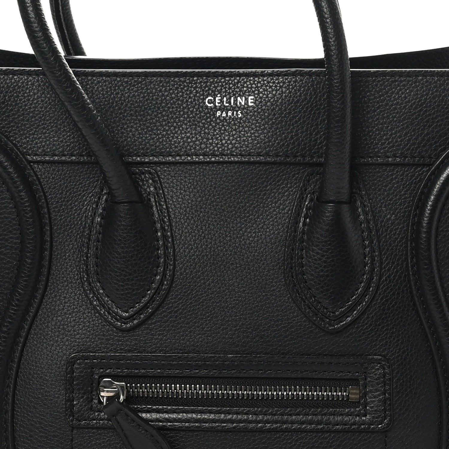 Celine Drummed Calfskin Micro Luggage Black 7 of 9
